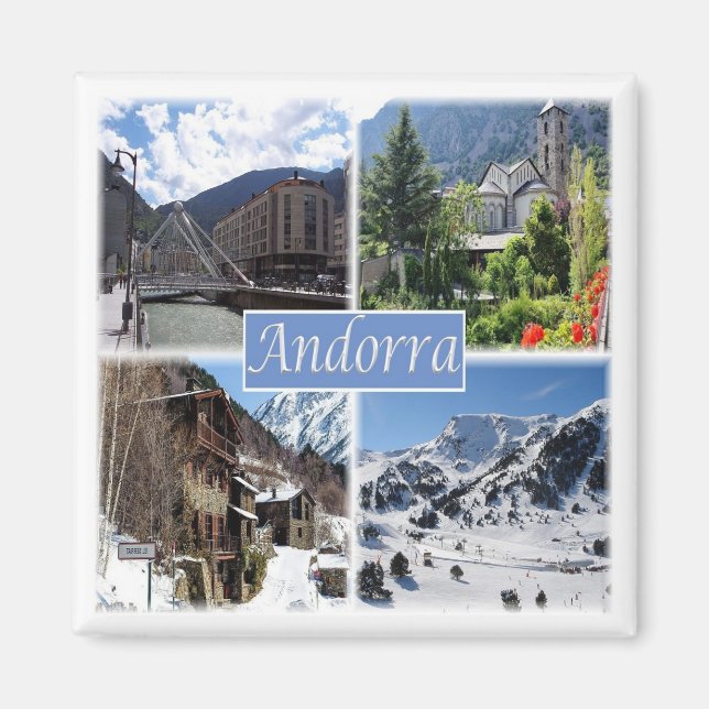 Aimant zAD003 ANDORRA, La Vella, mosaïque, réfrigérateur (Devant)
