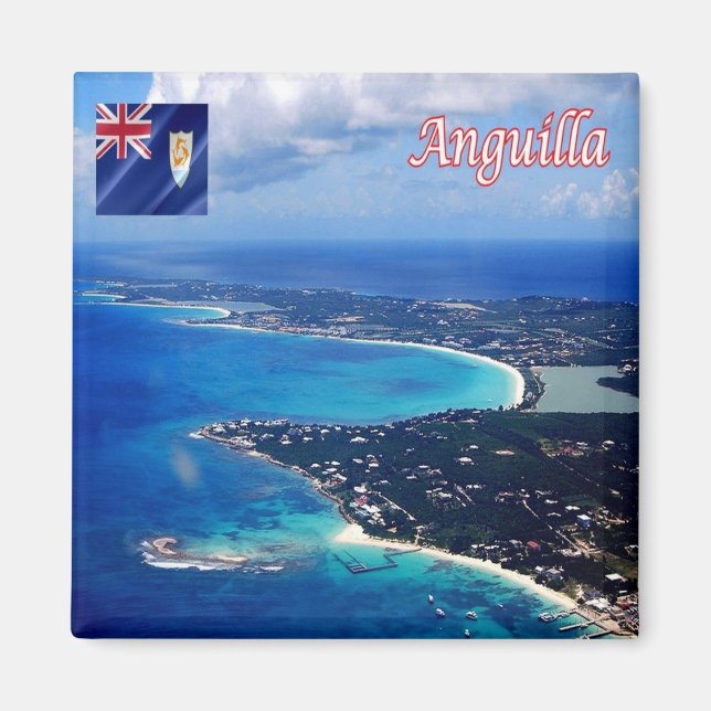 Aimant zAI007 ANGUILLA, Vue aérienne, Réfrigérateur (Devant)