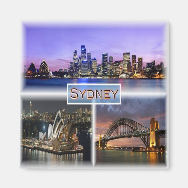Aimant zAU007 SYDNEY par Night, Australie, Fridge (Devant)