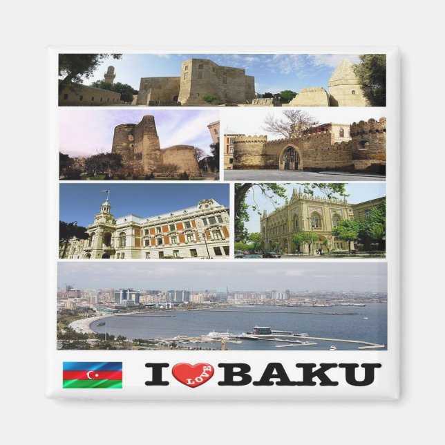 Aimant zAZ009 I Love BAKU, Azerbaijan, Asia. Réfrigérateu (Devant)