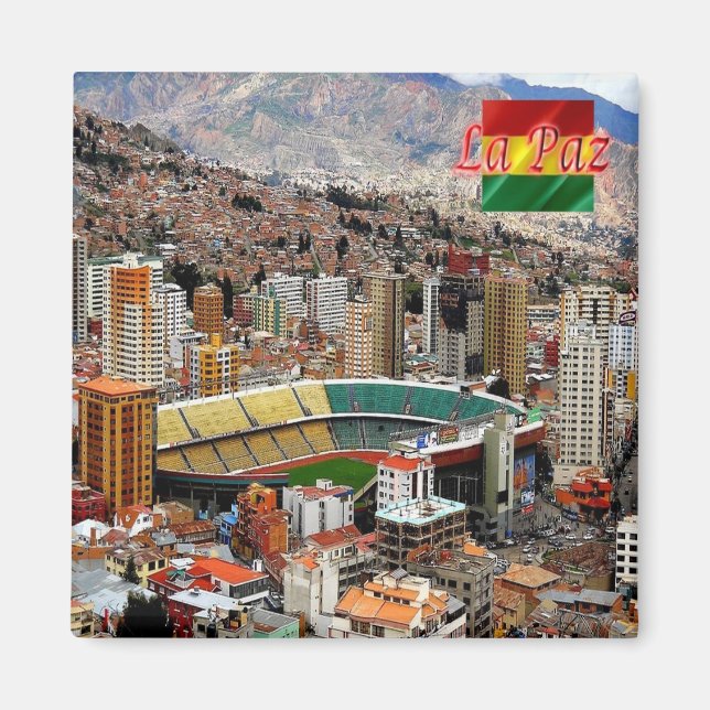 Aimant zBO020 LA PAZ Vue aérienne, Bolivie, Réfrigérateur (Devant)