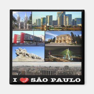 Aimant zBR010 SAO PAULO I Love, Mosaic, Brésil, Réfrigéra