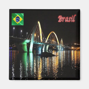 Aimant zBR044 BRASILIA, Pont JK par nuit, Brésil, Réfrigé