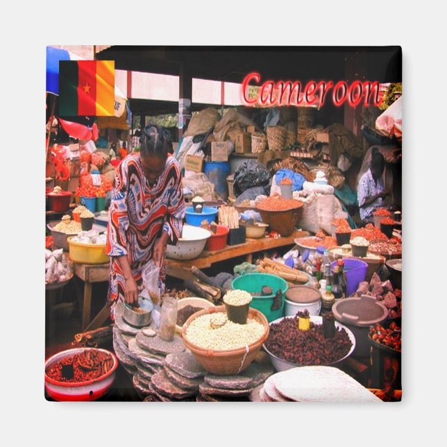 Aimant zCM003 CAMEROUN, marché Mfoundi, Afrique, Frigo (Devant)