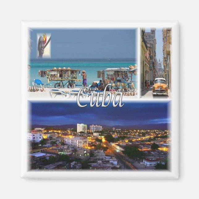 Aimant zCU006 CUBA, Mosaïque, Amérique, Réfrigérateur (Devant)