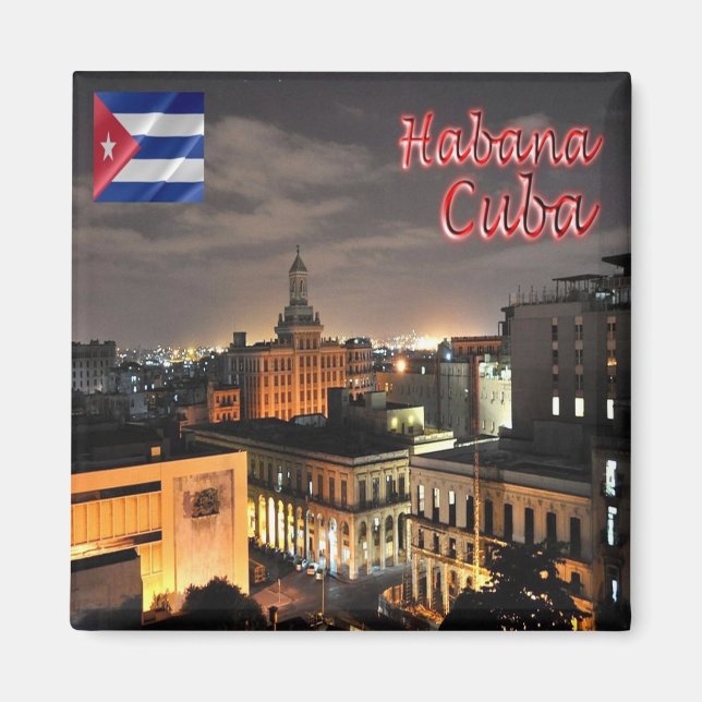 Aimant zCU008 HAVANA par nuit, Cuba, Amérique, Fridge (Devant)