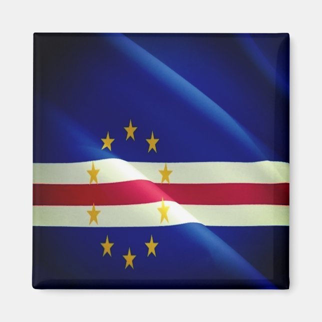 Aimant zCV002 CAPE VERDE, Drapeau agitant, Afrique, Frigo (Devant)
