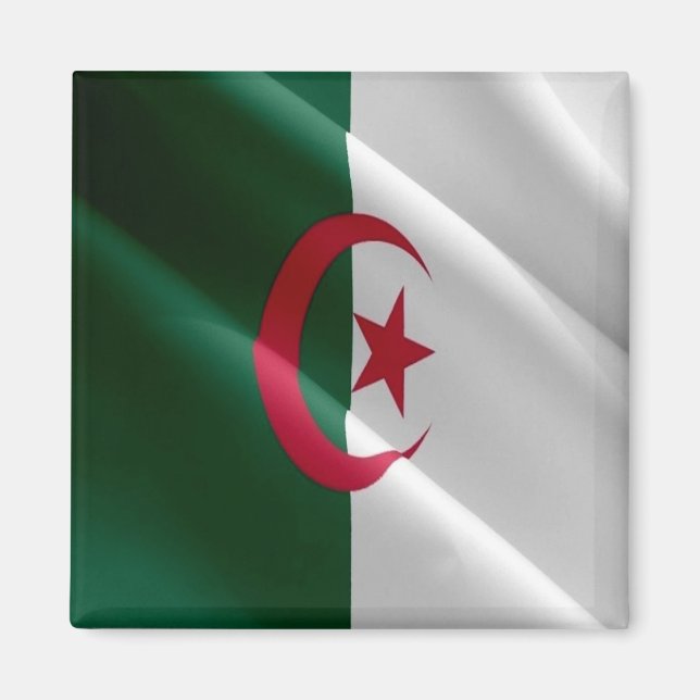 Aimant zDZ002 ALGÉRIE, Drapeau de vague, Afrique, Réfrigé (Devant)