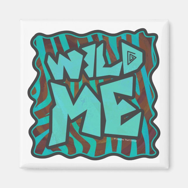 Aimant Zebra Brown et Turquoise Wild Me Design (Devant)