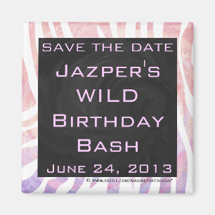 Aimant Zebra Monogram rose et blanc