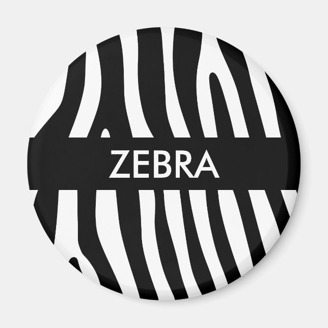 Aimant Zebra rayures motif noir & blanc + vos idées (Devant)
