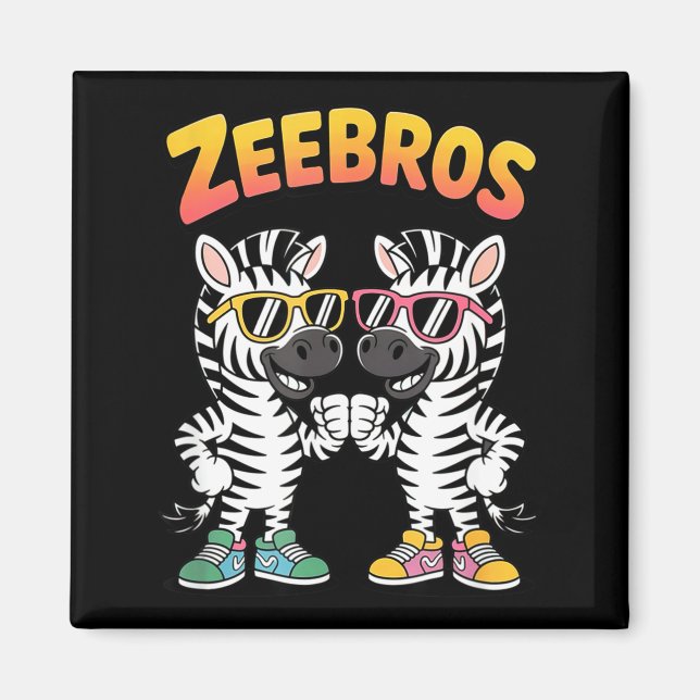 Aimant Zeebros Cute Zebra Duo Design For Zebros Lovers  (Devant)