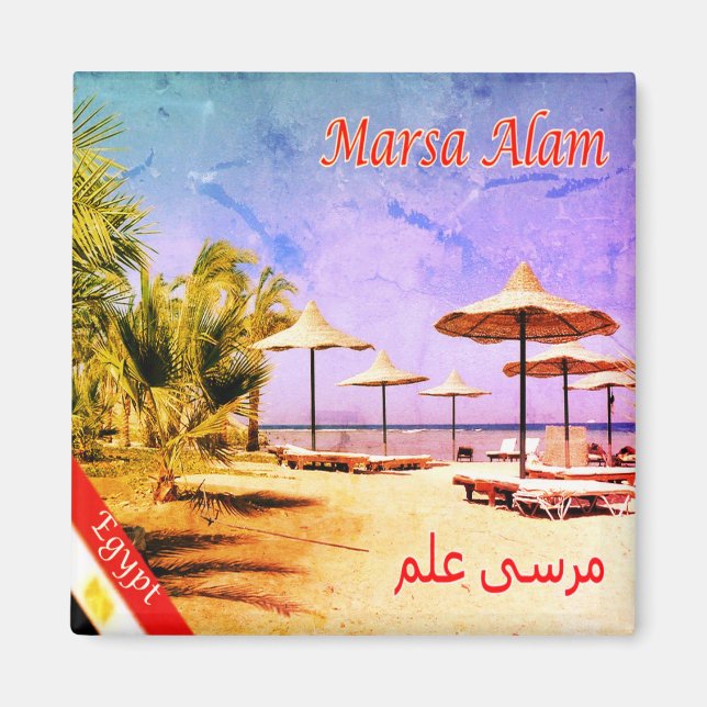Aimant zEG025 MARSA ALAM plage, Égypte, Mer Rouge, Réfrig (Devant)
