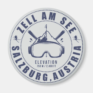 Aimant Zell am See Autriche Ski minimaliste Vintage