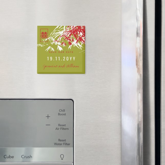 Aimant Zen Bambou Feuille Mariage Chinois Enregistrer La  (In situ (réfrigérateur))