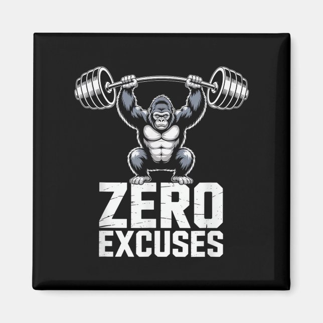 Aimant Zero Excuses Gorilla Gym Motivational Workout  (Devant)
