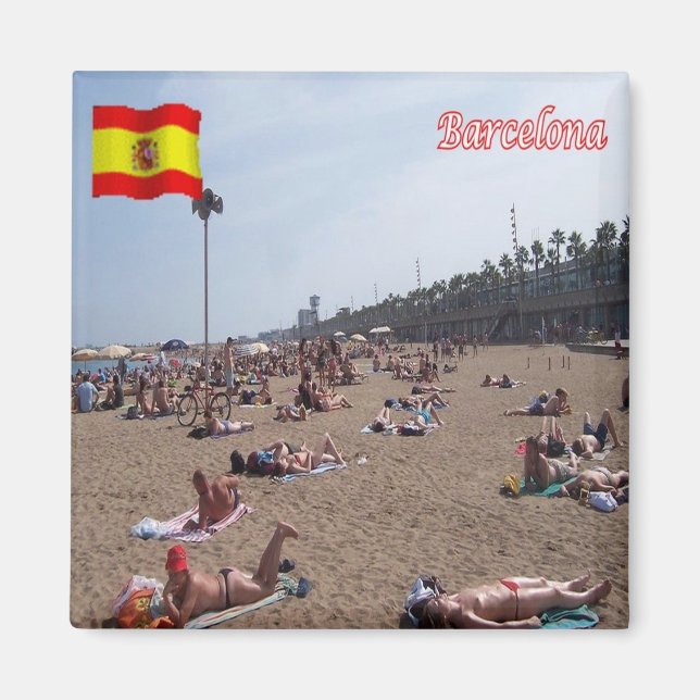 Aimant zES040 BARCELONA, La Plage, Espagne, Réfrigérateur (Devant)