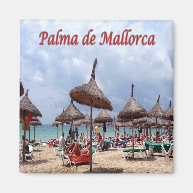 Aimant zES128 PALMA DE MALLORCA, La plage, Réfrigérateur (Devant)