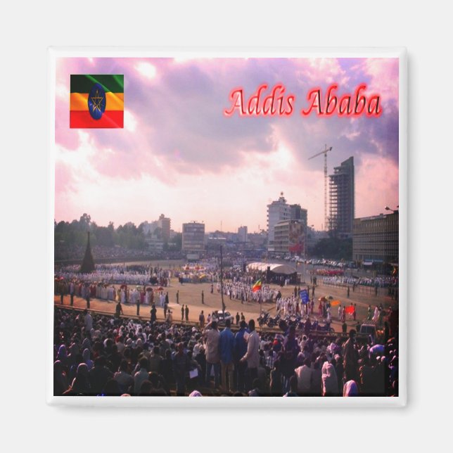Aimant zET005 ADDIS ABABA, Carré Meskal, Éthiopie, Réfrig (Devant)