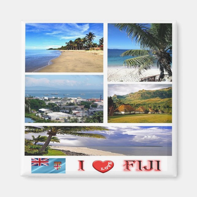 Aimant zFJ006 FIJI I Love, Mosaïque, Océanie, Réfrigérate (Devant)