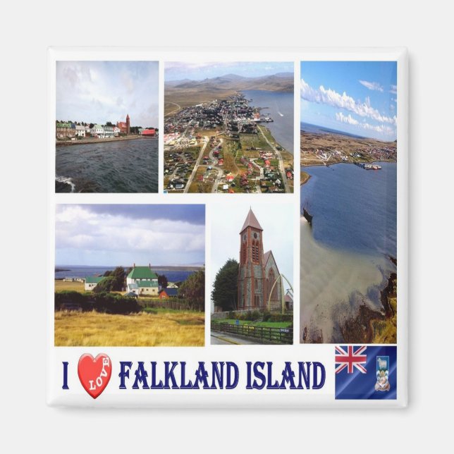 Aimant zFK004 FALKLAND, I Love, Mosaic, Fridge (Devant)