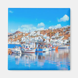 Aimant zGR014 MYKONOS - bateaux de pêche - Grèce - Réfrig