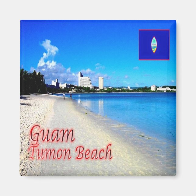 Aimant zGU004 GUAM, plage TUMON, Océanie, réfrigérateur (Devant)