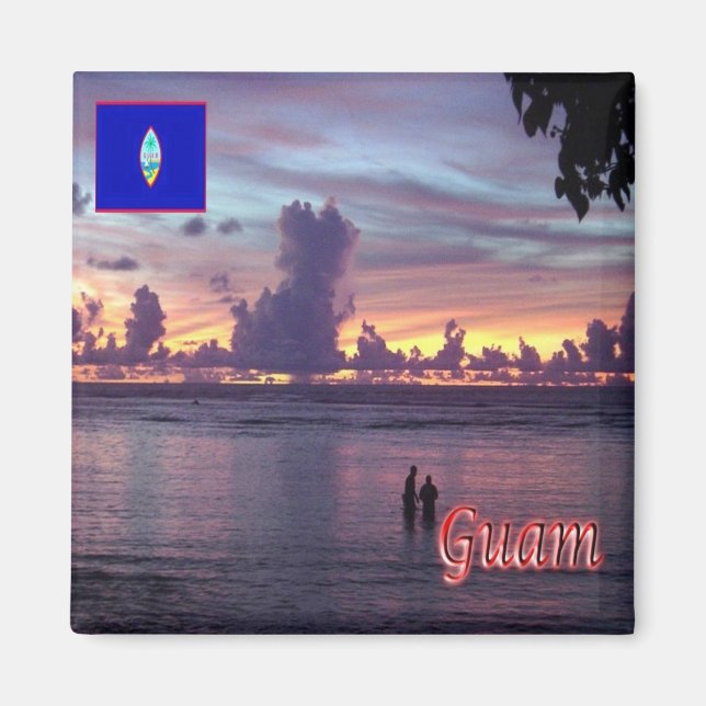 Aimant zGU010 Coucher de soleil GUAM, Océanie, Réfrigérat (Devant)