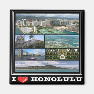 Aimant zHI011 HONOLULU I LOVE, HAWAII, Mosaïque, Réfrigér