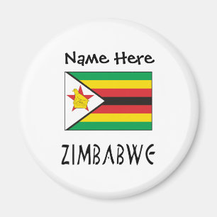 Aimant Zimbabwe et Zimbabwe Drapeau Noir Personnalisation