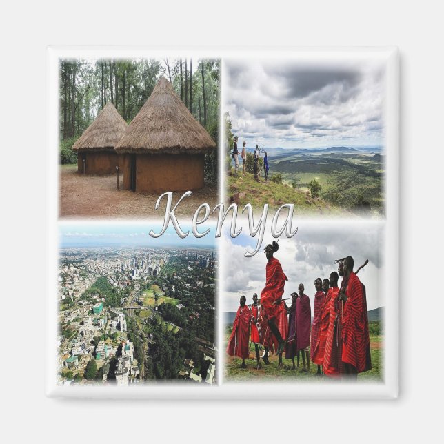 Aimant zKE031 KENYA, Mosaïque, Afrique, Réfrigérateur (Devant)