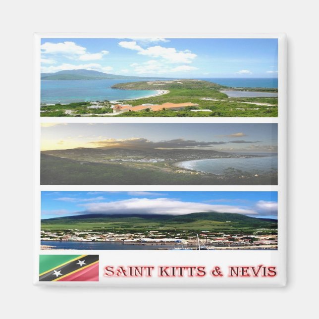 Aimant zKN003 SAINT KITTS NEVIS, Mosaic, America, Frigo (Devant)