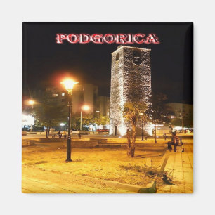 Aimant zME013 PODGORICA Tour d'horloge à la nuit, réfrigé