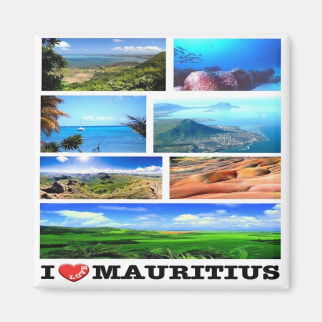 Aimant zMU021 MAURITIUS I Love, Mosaïque, Afrique, Frigo (Devant)