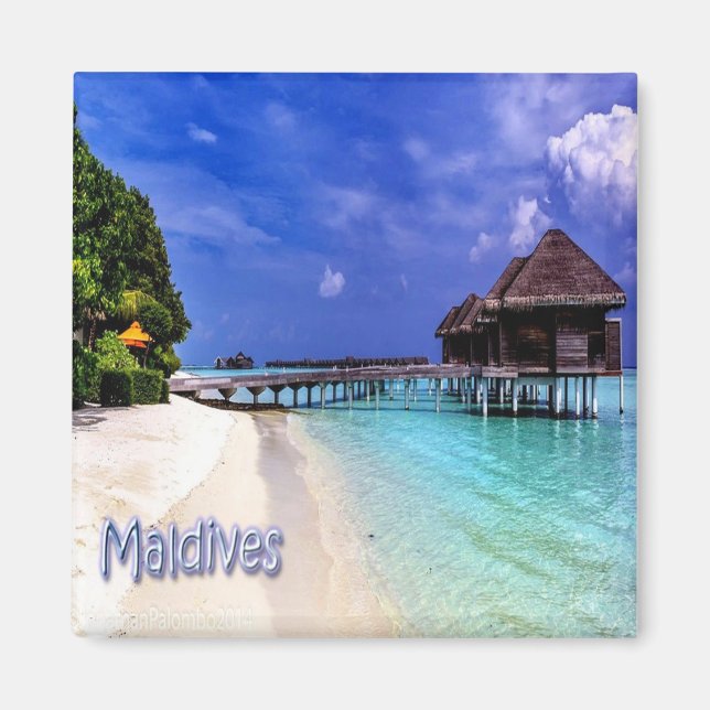 Aimant zMV004 îles MALDIVES plage, Asie, Fridge (Devant)