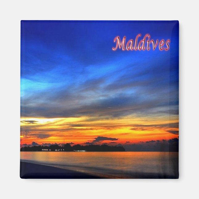Aimant zMV014 coucher de soleil MALDIVES, Asie, réfrigéra (Devant)