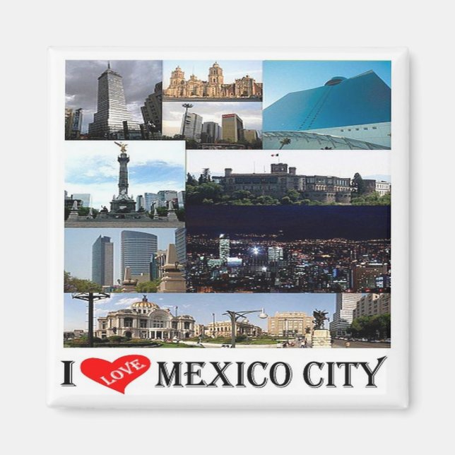 Aimant zMX008 mosaïque de MEXICO CITY I Love, Frigo (Devant)
