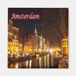Aimant zNL018 AMSTERDAM nuit paysage, Hollande, Fridge