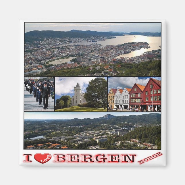 Aimant zNO040 BERGEN, Norvège, Europe, Fridge (Devant)