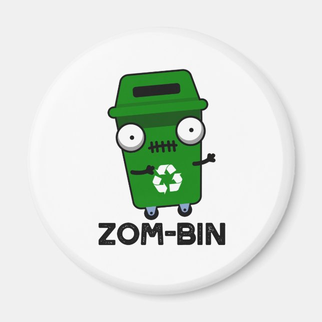 Aimant Zom-bin Funny Halloween Zombie Trash Bin Pun (Devant)