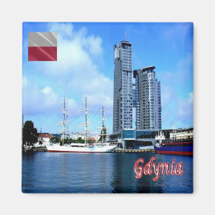 Aimant zPL017 GDYNIA panorama, Pologne, Europe, Fridge