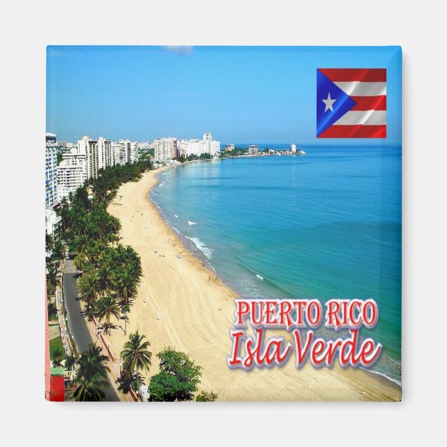 Aimant zPR012 PORTO RICO, Green Island, Amérique, Frigo (Devant)