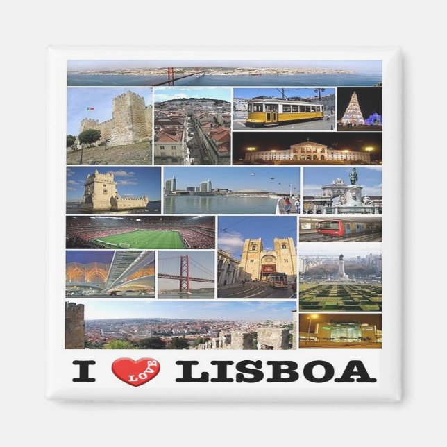 Aimant zPT018 LISBON "I Love", Portugal, Europe, Fridge M (Devant)