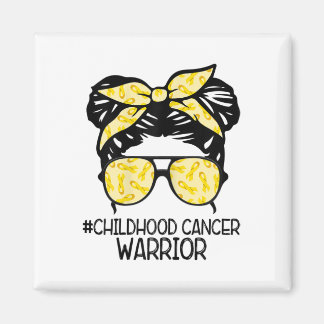 Aimant Zqxj Messy Bun Yellow Ribbon Childhood Cancer Warr