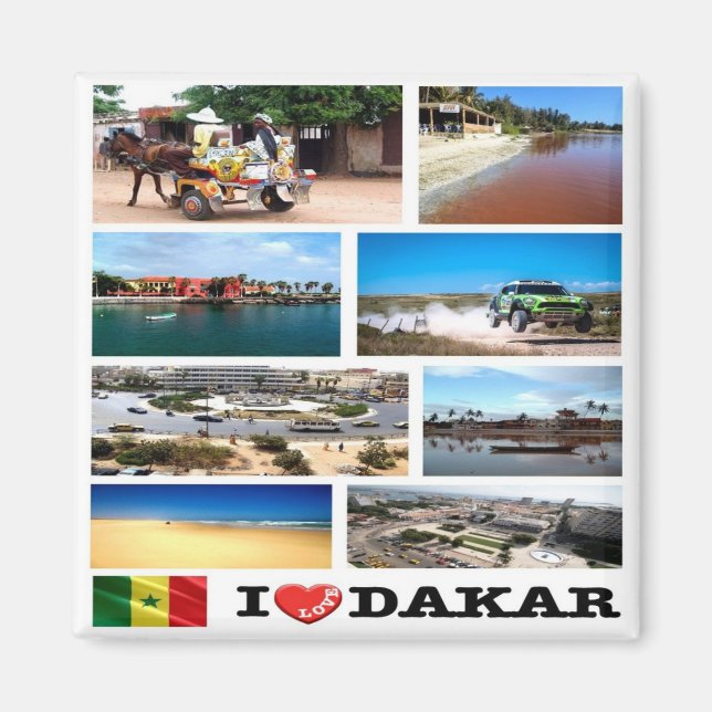 Aimant zSN013 DAKAR I Love, Mosaïque, Sénégal, Frigo (Devant)