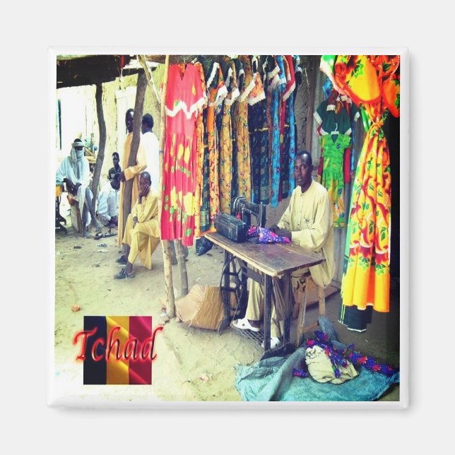 Aimant zTD003 CHAD, Marché au Tchad, Afrique, Fridge (Devant)
