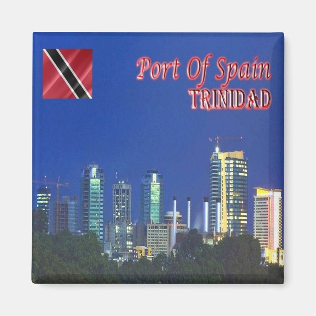 Aimant zTT005 TRINIDAD, Skyline, Port d'Espagne, Frigo (Devant)