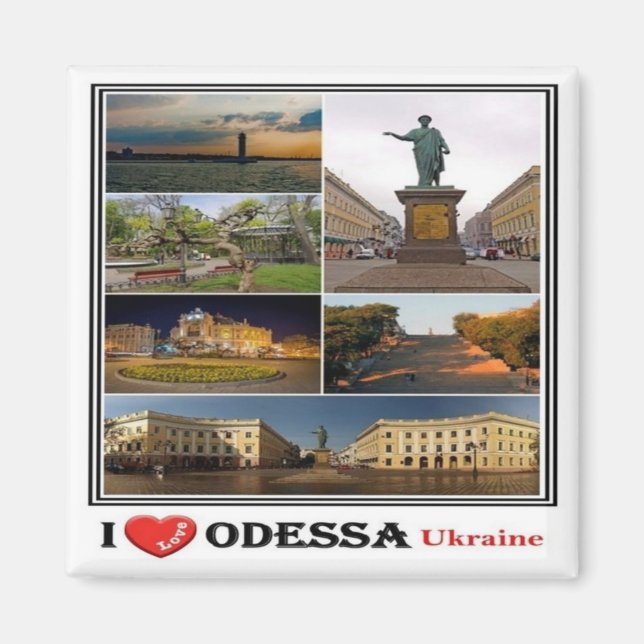 Aimant zUA003 ODESSA I LOVE, Ukraine, Europe, Fridge Ma (Devant)