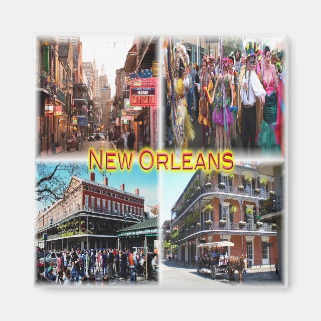 Aimant zUS024 NEW ORLEANS, Bourbon Street, Mosaïque, Frid (Devant)