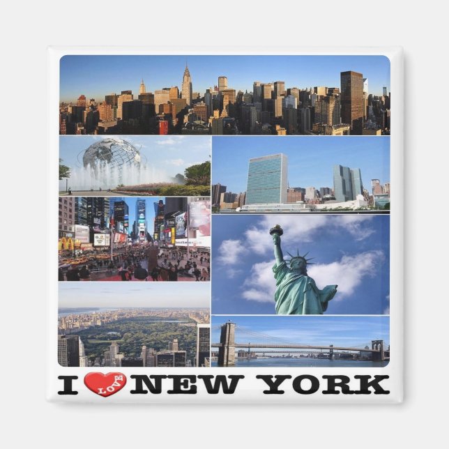Aimant zUS107 NEW YORK CITY I Love, mosaïque, Fridge Magn (Devant)